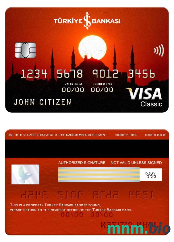 Turkey Bankasi bank visa klasyczny karta przykład w formacie PSD